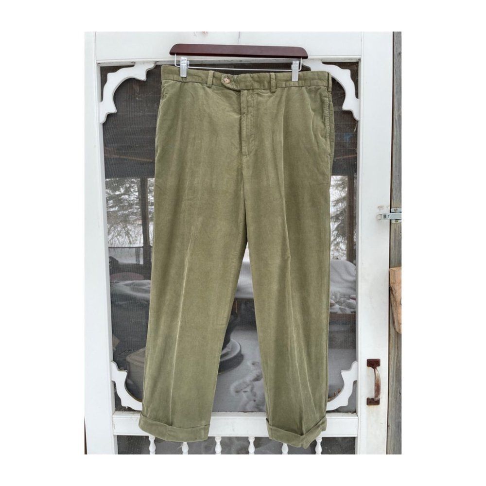 Lands' End Traditional Fit Cotton Velvet Trousers Fine Whale Corduroy Straight